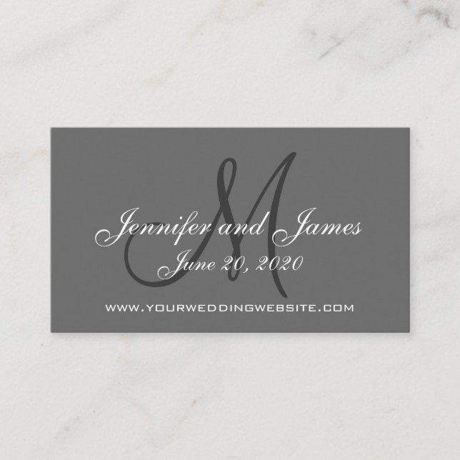 Elegant Charcoal Grey Wedding Website Card (Front)