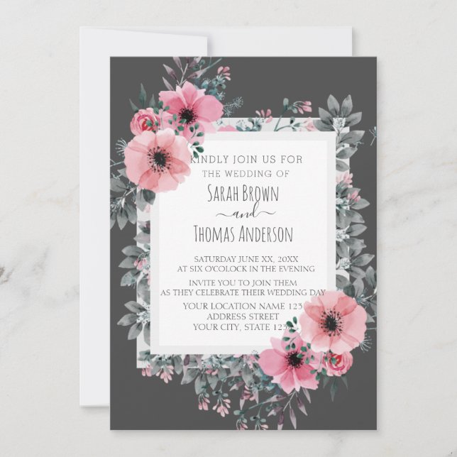 ELEGANT CHARCOAL INVITE (Front)