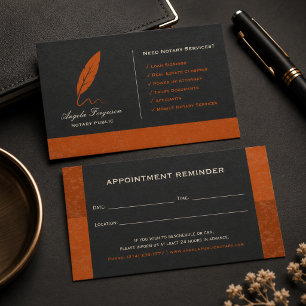 Elegant Charcoal Orange Notary Public Appointment Card