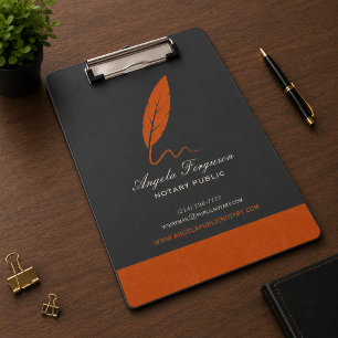 Elegant Charcoal Orange Notary Public Clipboard