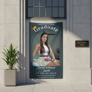 Elegant Charcoal Script Photo Arch Class Year Grad Banner