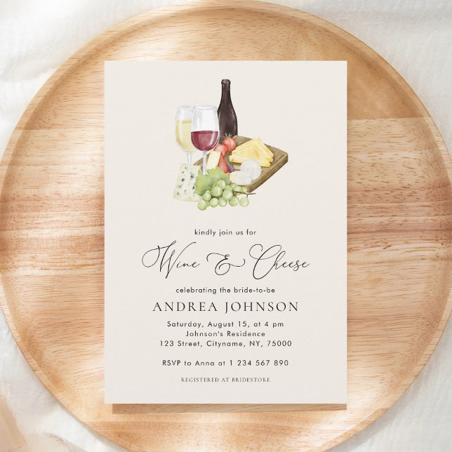 Elegant Charcuterie Wine and Cheese Bridal Shower Invitation (Creator Uploaded)