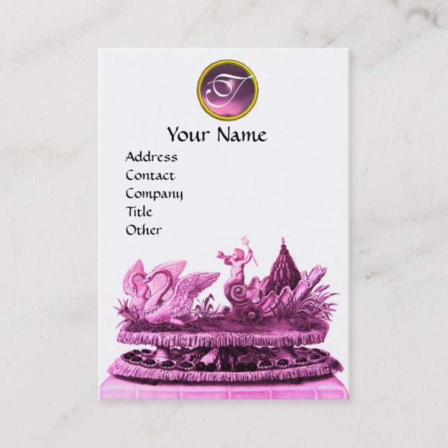 ELEGANT CHARIOT OF SWANS WITH CUPCAKES AND PASTRY BUSINESS CARD (Front)