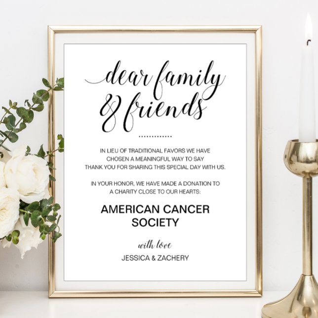 Elegant Charity Donation In Lieu Of Favours Weddin Poster (Creator Uploaded)