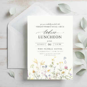 Elegant Charity Lunch Floral Wildflowers Invitation