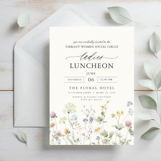 Elegant Charity Lunch Floral Wildflowers Invitation (Creator Uploaded)