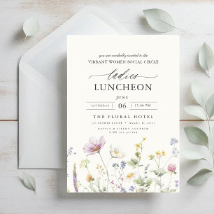 Elegant Charity Lunch Floral Wildflowers Invitation