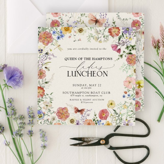 Elegant Charity Lunch Pressed Floral  Invitation (Easily personalize with your unique details)