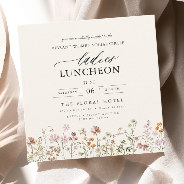 Elegant Charity Lunch Watercolor Wildflower Invitation (Creator Uploaded)