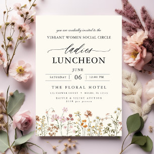 Elegant Charity Lunch Watercolor Wildflower Invitation