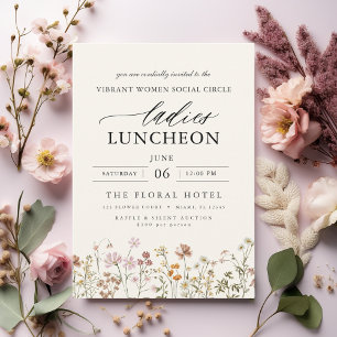 Elegant Charity Lunch Watercolor Wildflower Invitation