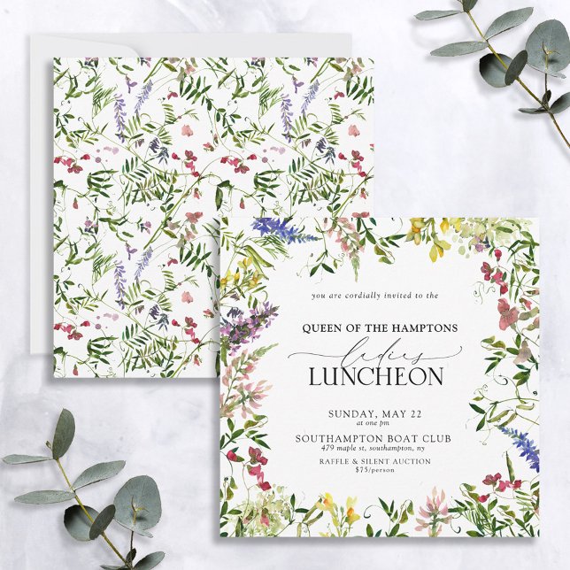 Elegant Charity Lunch Watercolor Wildflower Invitation (Creator Uploaded)