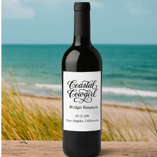 Elegant Charm Bachelorette coastal cowgirl  Wine Label