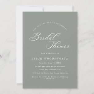 Elegant Charm Dark Sage Bridal Shower Invitations
