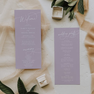 Elegant Charm Flat Lavender Purple Wedding Program Programme