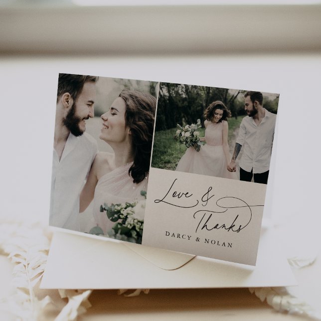Elegant Charm Folded Wedding Photo Thank You Cards (Creator Uploaded)