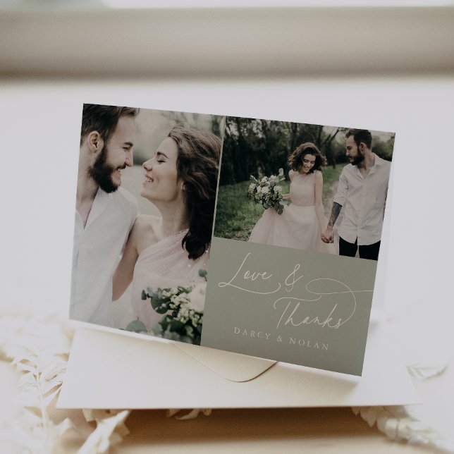 Elegant Charm Green Wedding Photo Thank You Cards (Elegant Charm Green Wedding Photo Thank You Cards)