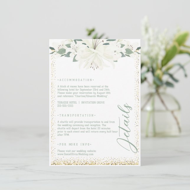 Elegant Charm Green Wildflower Wedding Enclosure Card (Standing Front)