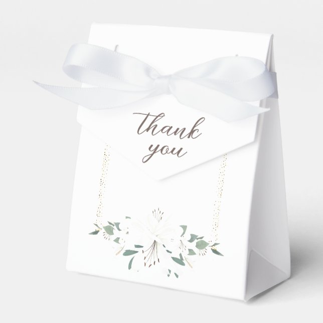 Elegant Charm Green Wildflower Wedding Favour Box (Front Side)