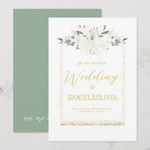 Elegant Charm Green Wildflower Wedding Invitation