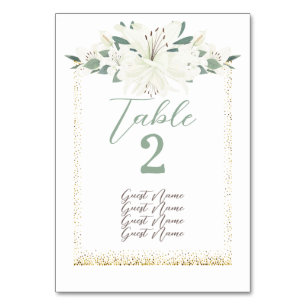 Elegant Charm Green Wildflower Wedding Table Number