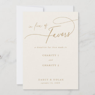 Elegant Charm Ivory Gold In Lieu Of Favours Card