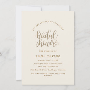 Elegant Charm Ivory & Gold Wildflower Bridal  Invitation