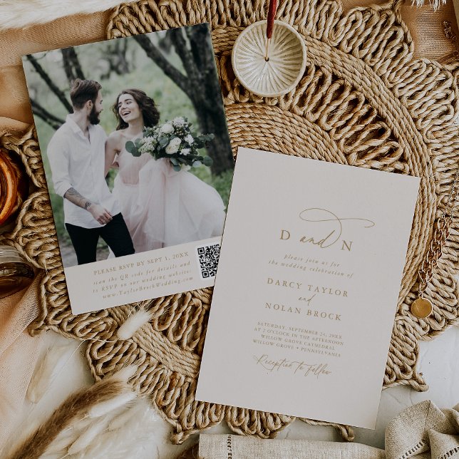 Elegant Charm Ivory Photo Wedding Invitations RSVP (Creator Uploaded)