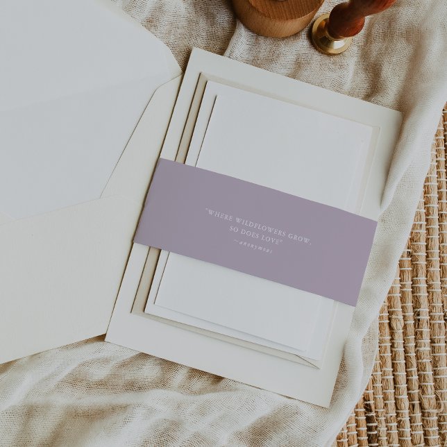 Elegant Charm Lavender Purple Quote Wedding Invitation Belly Band (Creator Uploaded)