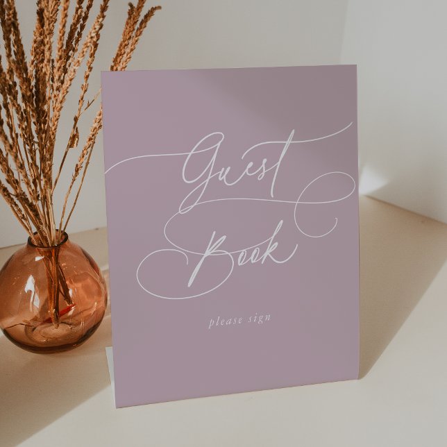 Elegant Charm Lilac Pink Wedding Guest Book Sign (Elegant Charm Lilac Pink Wedding Guest Book Sign)