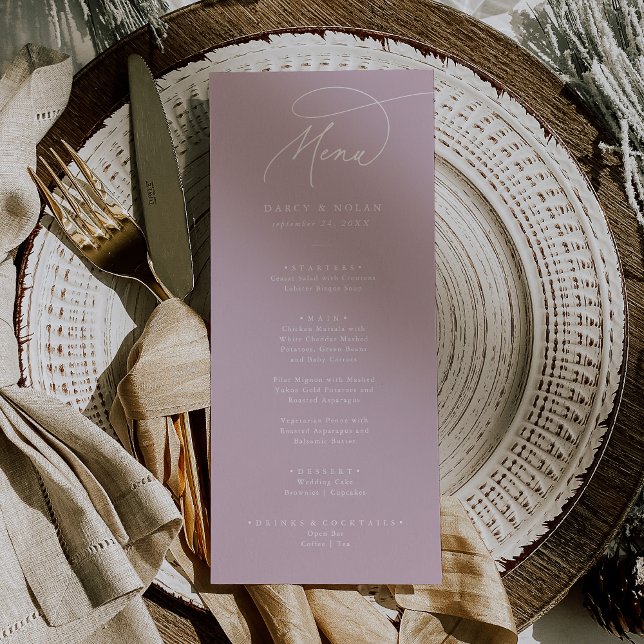 Elegant Charm Lilac Pink Wedding Menu Cards (Creator Uploaded)