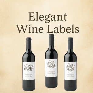 Elegant Charm Love and Cheers  Wine Label