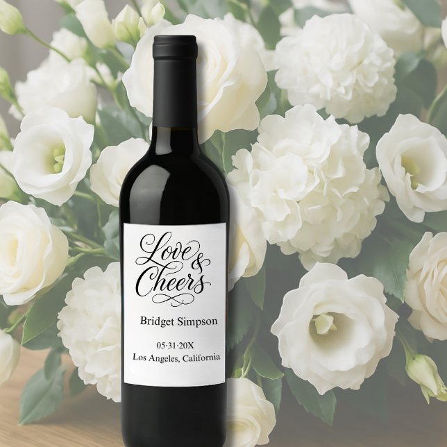 Elegant Charm Love and Cheers  Wine Label (Creator Uploaded)