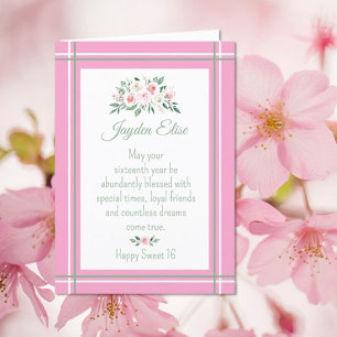 Elegant Charm. Personalised Sweet 16 birthday card