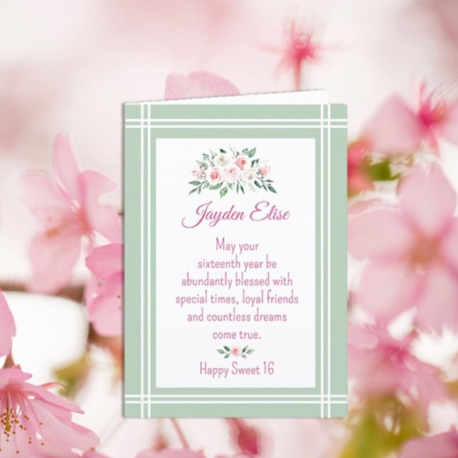 Elegant Charm. Personalised Sweet 16 birthday card (Creator Uploaded)