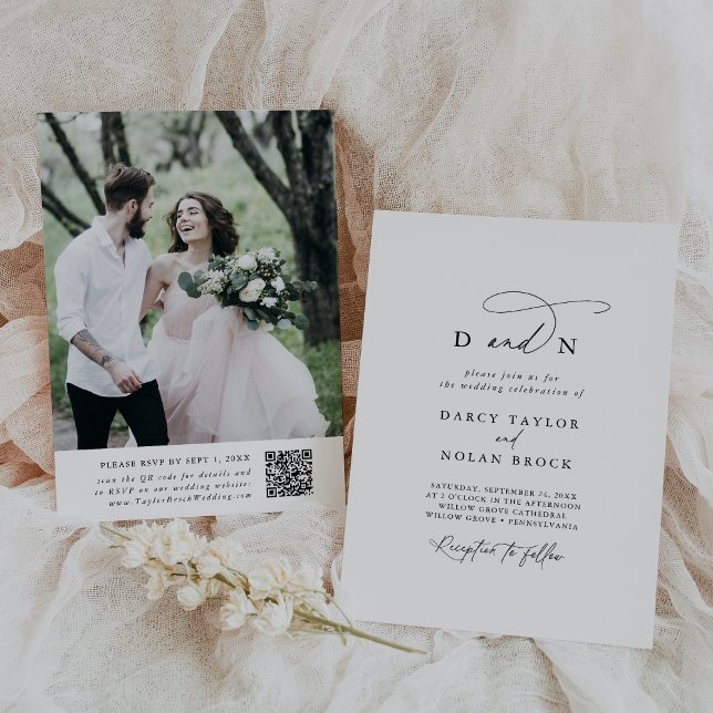 Elegant Charm Photo Wedding Invitations with RSVP (Creator Uploaded)