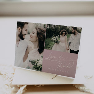 Elegant Charm Pink Wedding Photo Thank You Cards