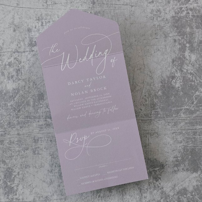 Elegant Charm RSVP Lavender Purple Wedding All In One Invitation (Elegant Charm RSVP Lavender Purple Wedding All In One Invitation)