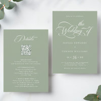 Elegant Charm Script Wedding All in One Sage Green