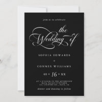 Elegant Charm Script Wedding Black 