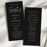 Elegant Charm Script Wedding Ceremony Black Programme<br><div class="desc">This black and white wedding ceremony program features elegant,  romantic swirly calligraphy lettering with a formal script. For more advanced customisation of this design,  please click the BLUE DESIGN TOOL BUTTON above!</div>