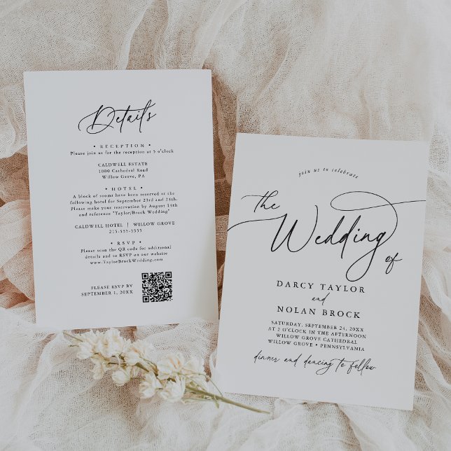 Elegant Charm Simple Wedding Invitations with RSVP (Elegant Charm Simple Wedding Invitations with RSVP)