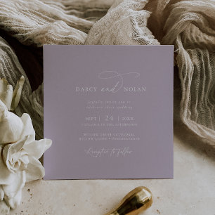 Elegant Charm Square Purple Wedding Invitations