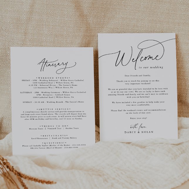 Elegant Charm Welcome Wedding Itinerary Template (Creator Uploaded)
