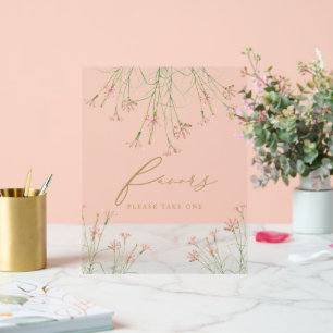 Elegant Charm Wild Flower Wedding Favours Acrylic Sign