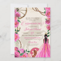 Elegant Charro Pink Rose Western Ranch Quinceanera