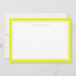 Elegant Chartreuse Gold Border Personalised Card