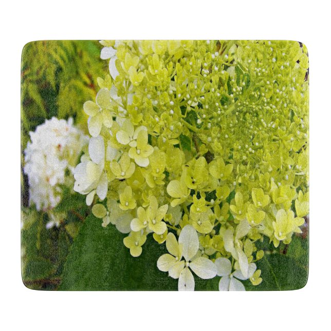 Elegant Chartreuse Green Limelight Hydrangea Cutting Board (Front)
