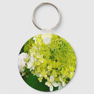 Elegant Chartreuse Green Limelight Hydrangea Key Ring