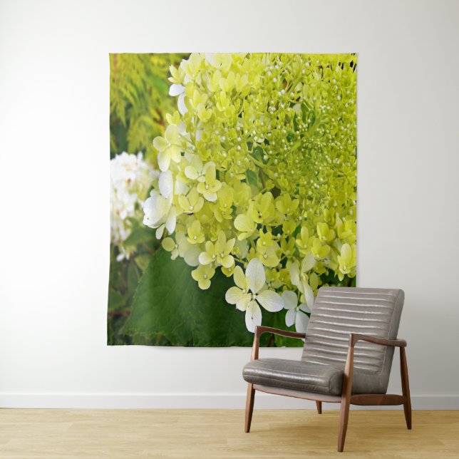Elegant Chartreuse Green Limelight Hydrangea Tapestry (In Situ)